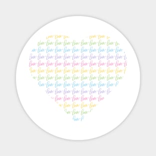 Heart with Loves in Rainbow Pastels Magnet